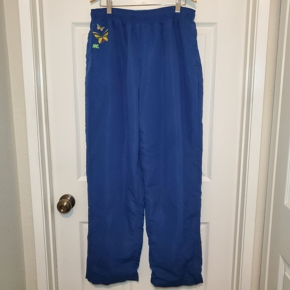 Melody Ehsani Womens Pants L Blue Parachute Ankle Zip Streetwear Casual